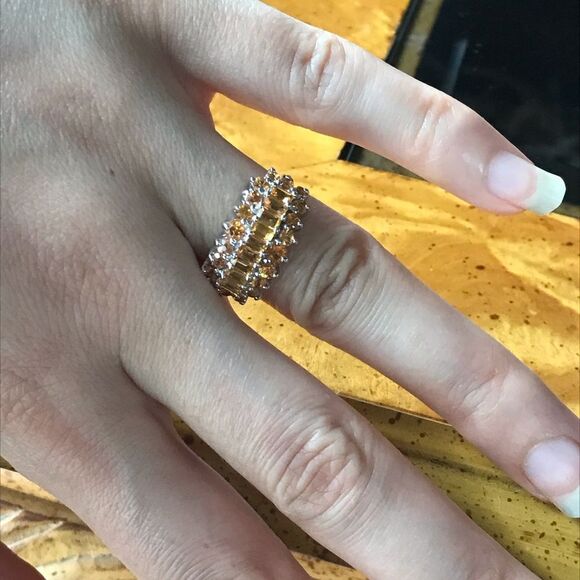 Natural Orange Sapphire Sterling Silver Ring Size 6 - Picture 3 of 8